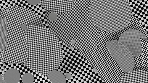 3d Black and White Wallpaper Backdrop Render with Simple Graphic Check Pattern