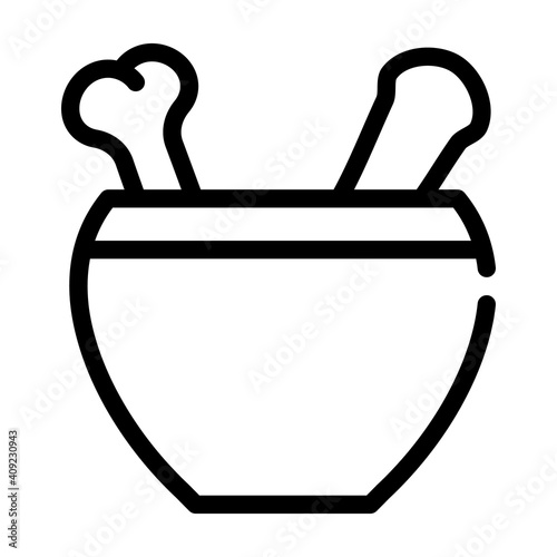 mortar with bone line icon vector illustration