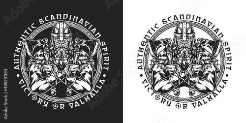 Scandinavian medieval warrior round emblem
