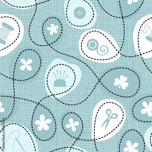 Seamless pattern with sewing tools
