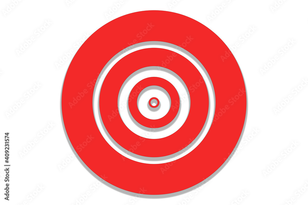 Red target on goal on white background, business concept Red target on goal on white background, business concept