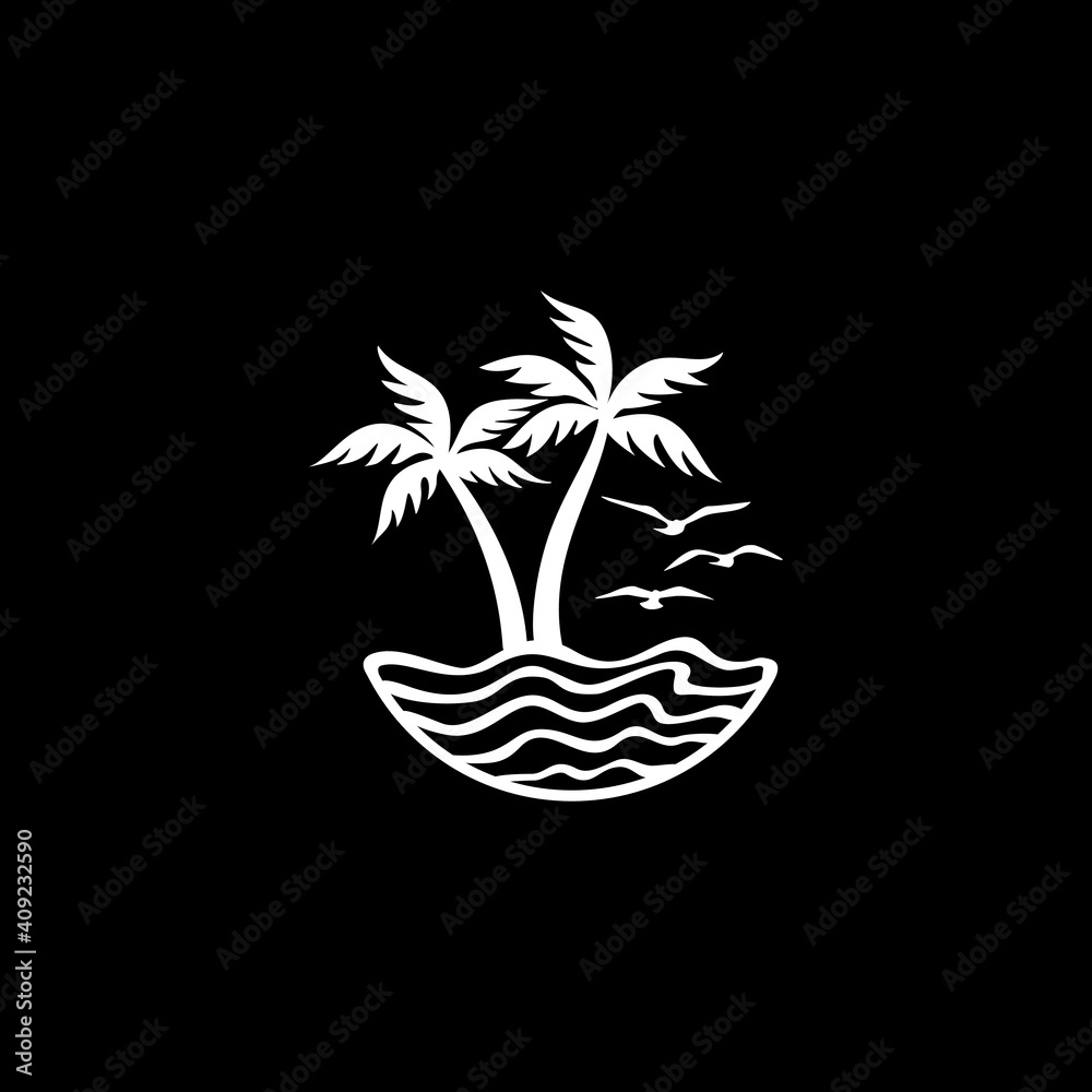 Beach Logo and Summer logo template vector illustration, 
Template for logo on the theme of tourism with a palm trees.