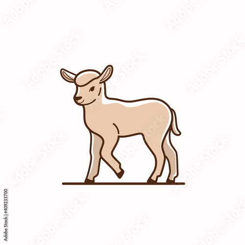Illustration of lamb. Simple contour vector illustration for emblem, badge, insignia.