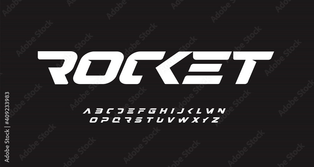 Italic bold speed alphabet. Rocket futuristic font, minimalist type for