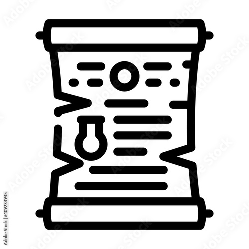 scroll with magic spell line icon vector illustration