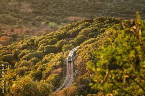 Fototapeta Naklejka Na Ścianę i Meble -  Train passing through the Corsican countryside