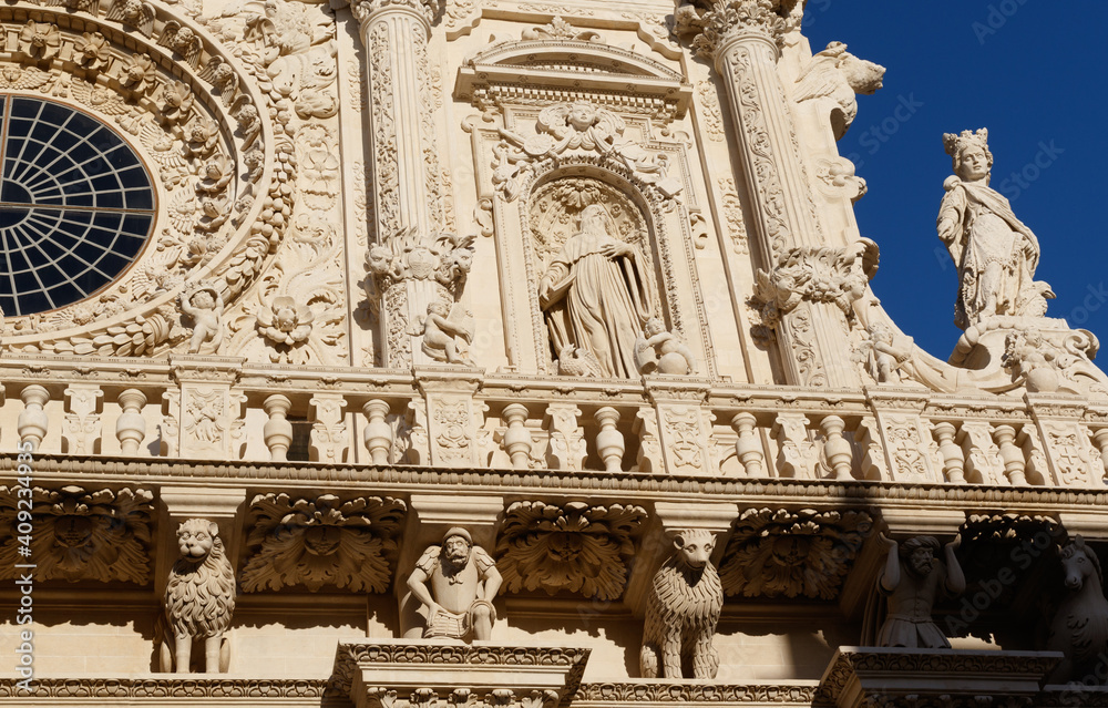 Exterior of the Church of the Holy Cross in Lecce, Apulia, Italy - Europe