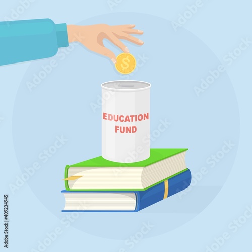 Investing money into education fund. Vector illustration