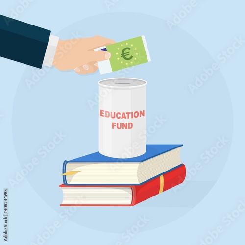 Investing money into education fund. Vector illustration