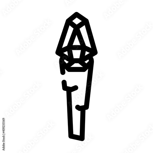 torch with magic stone line icon vector illustration