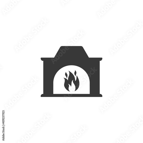 Fireplace icon, logo on white background vector sign