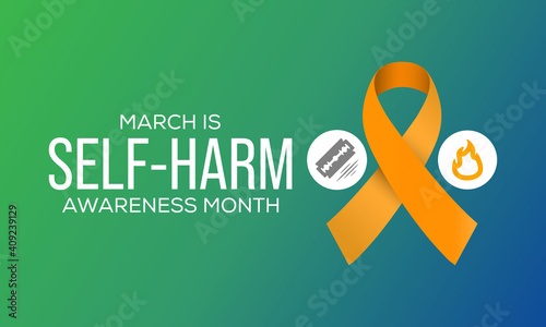 Vector illustration on the theme of Self Injury Awareness Month In honor of Adolescent, which occurs annually during the month of March,