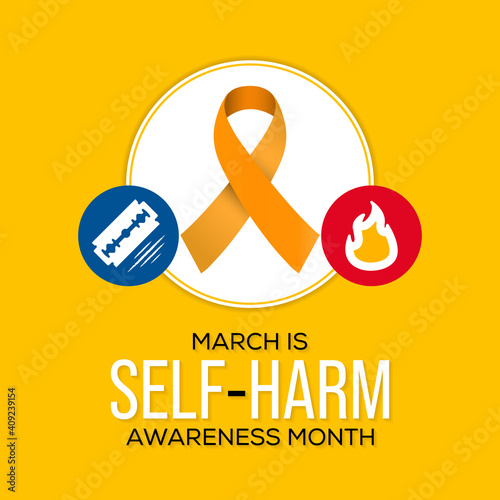 Vector illustration on the theme of Self Injury Awareness Month In honor of Adolescent, which occurs annually during the month of March,