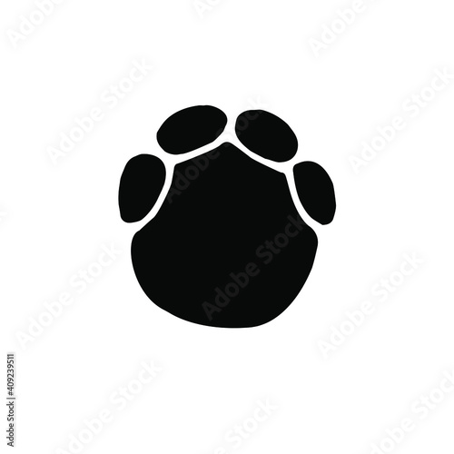 Vector hand drawn elephant paw foot print isolated on white background