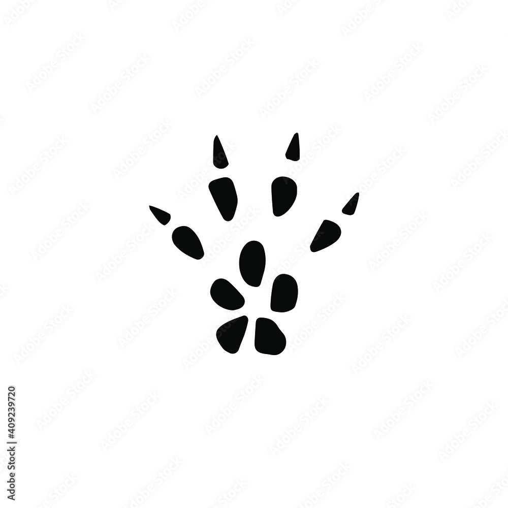 Vector hand drawn rat rodent paw foot print isolated on white background Vector hand drawn rat rodent paw foot print isolated on white background