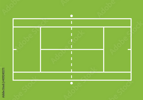 Vector flat top view of tennis court isolated on green background © Sweta