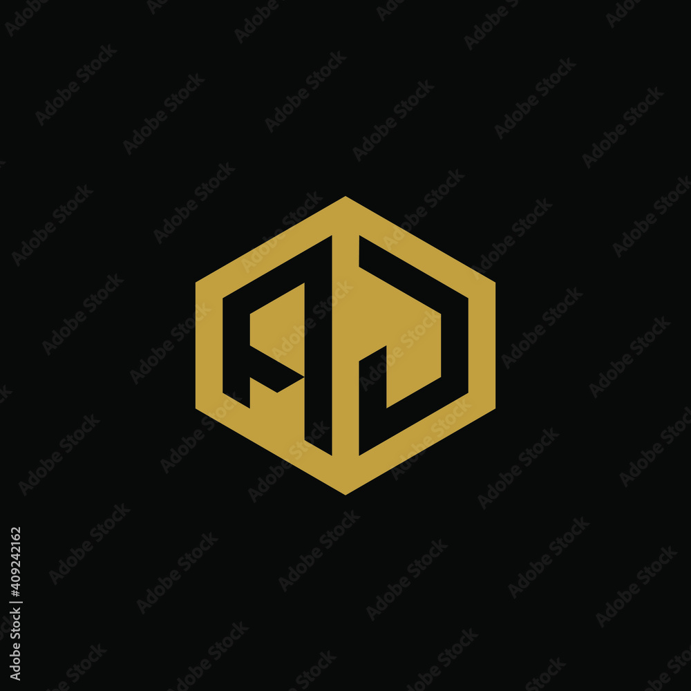 Initial letter AJ hexagon logo design vector Initial letter AJ hexagon logo design vector