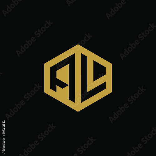 Initial letter AL hexagon logo design vector