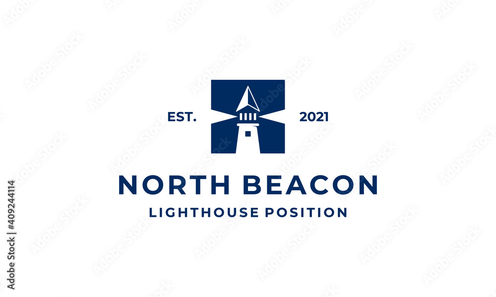 north compass arrow up with beacon lighthouse tower logo design template north compass arrow up with beacon lighthouse tower logo design template