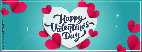Love day vector horizontal banner or cover. Happy Valentine's day greeting wi...