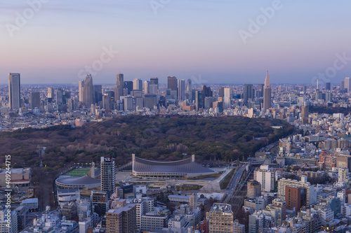 東京都渋谷区から見た東京の夕景