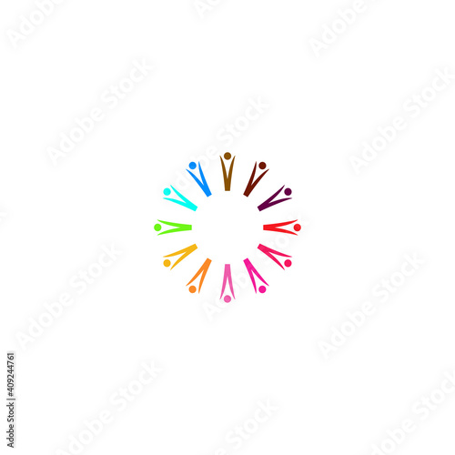 Colorful people together sign  symbol  art  logo isolated on white