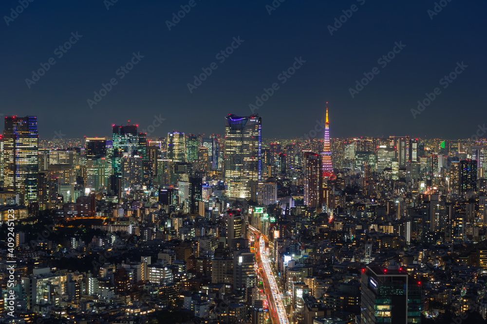 東京都渋谷区から見た東京の夜景