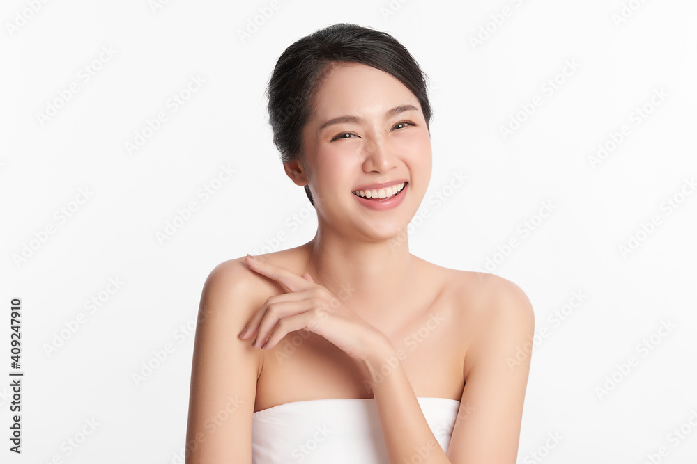 Beautiful young asian woman with clean fresh skin on white background, Face care, Facial treatment, Cosmetology, beauty and spa, Asian women portrait Beautiful young asian woman with clean fresh skin on white background, Face care, Facial treatment, Cosmetology, beauty and spa, Asian women portrait