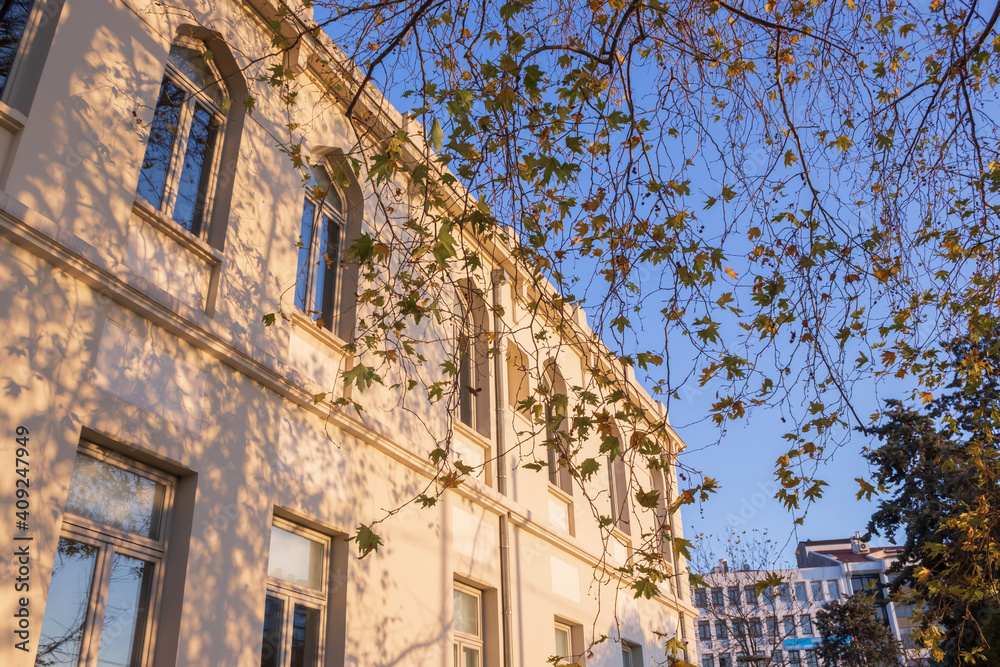 Fototapeta premium classical and modern architecture exterior walls, doors and windows, isolated nature background
