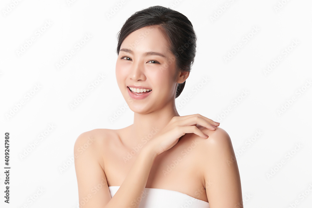 Beautiful young asian woman with clean fresh skin on white background, Face care, Facial treatment, Cosmetology, beauty and spa, Asian women portrait Beautiful young asian woman with clean fresh skin on white background, Face care, Facial treatment, Cosmetology, beauty and spa, Asian women portrait