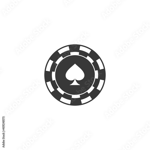 Spades chip icon vector, filled flat sign, solid pictogram isolated on white. Casino chip symbol, logo 