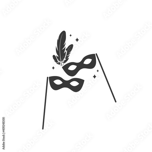 Carnival masks icon. Black anonymous mask vector icon