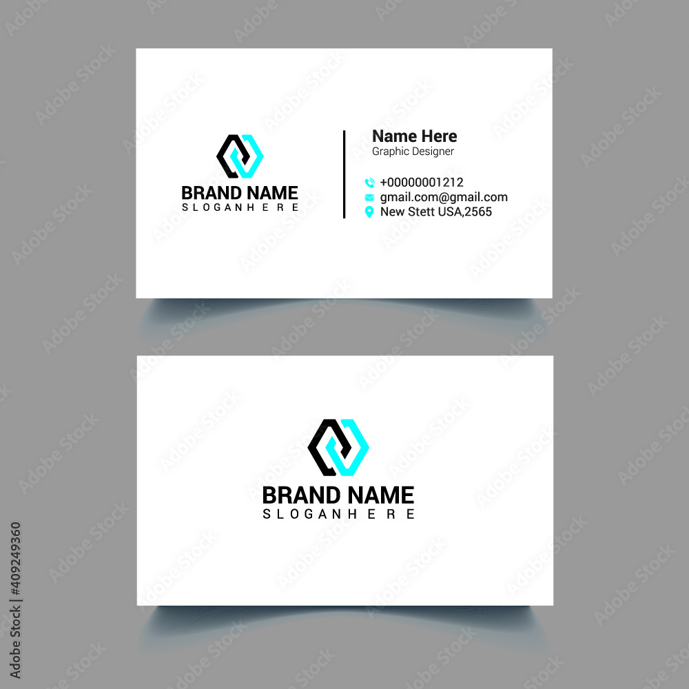 Creative Business Card Template, Modern Corporate Business Card Design with Blue and Orange Color, Simple Business Card