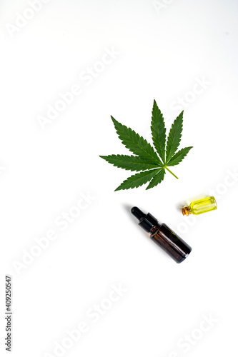 Cannabinol CBD, cannabis molecule. cannabis or hemp or marijuana chemical formula. Green concept isolated on white background.