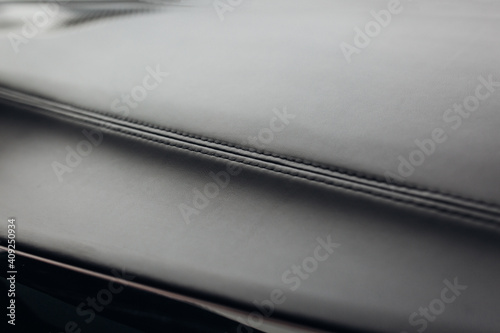 Modern luxury car leather panel close up
