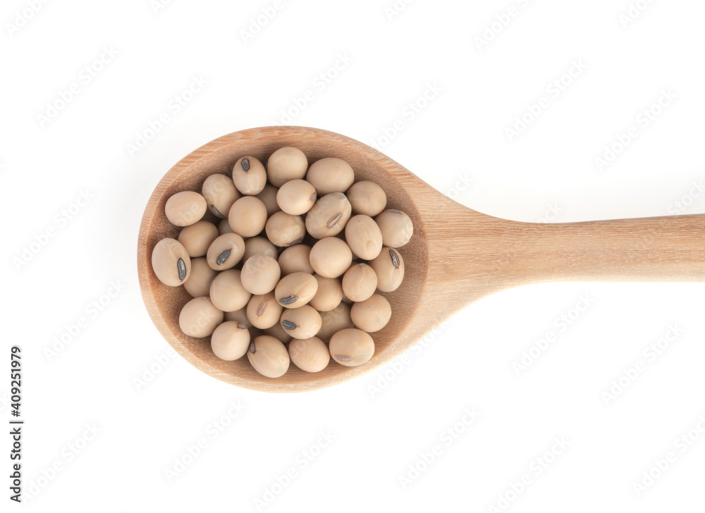 soybean isolated on white background. top view