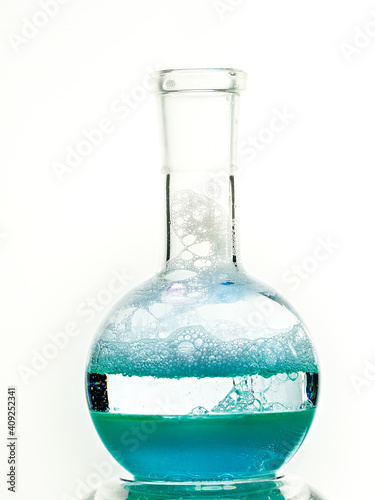 Glass flask with a chemical reagent.