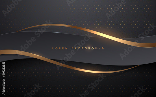 Abstract black and gold ribbons background