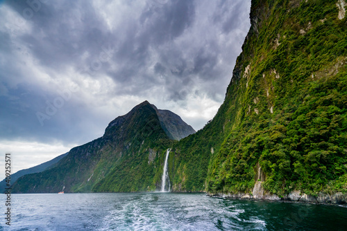 Stirling Falls in Milford Sound in Fiordland National Park, Southland, South Island, New Zealand photo