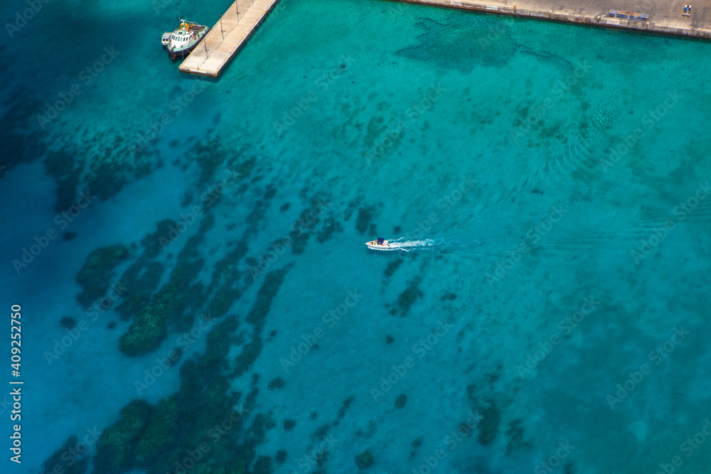 Aerial view of coastline of Grand Cayman, Cayman Islands 