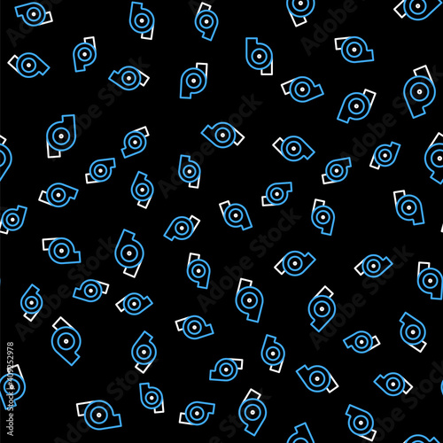 Line Automotive turbocharger icon isolated seamless pattern on black background. Vehicle performance turbo. Turbo compressor induction. Vector.