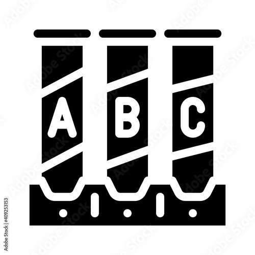 tubes with analysis or vaccine glyph icon vector illustration