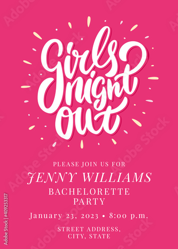 Girls night out. Bachelorette party vector invite.