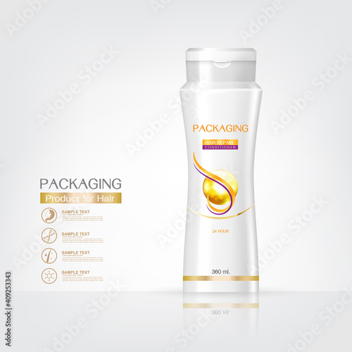 Packaging products Hair Care design, shampoo bottle templates on White background