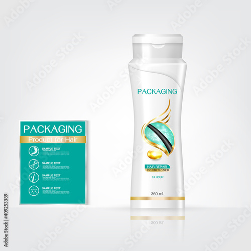 Packaging products Hair Care design, shampoo bottle templates on White background