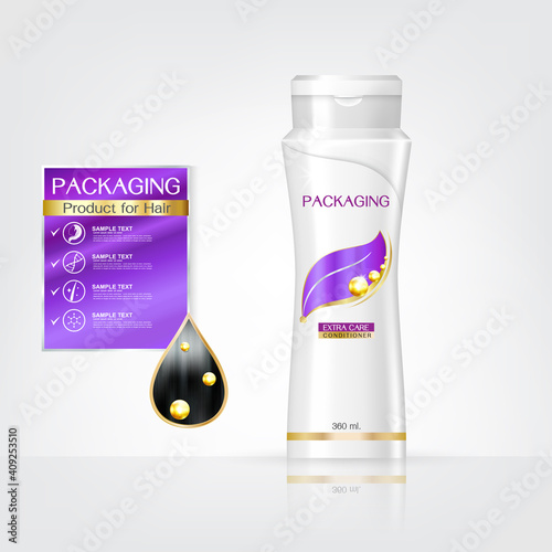 Packaging products Hair Care design, shampoo bottle templates on White background