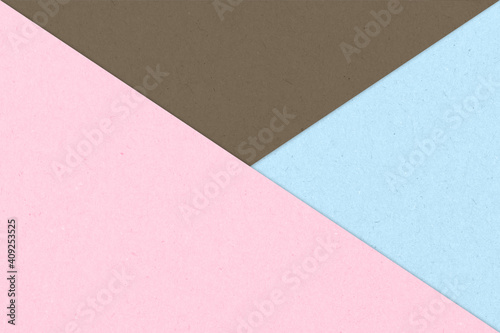 Kraft paper sheet overlap with pink, blue and brown colors for background