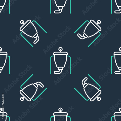 Line Beer brewing process icon isolated seamless pattern on black background. Vector.