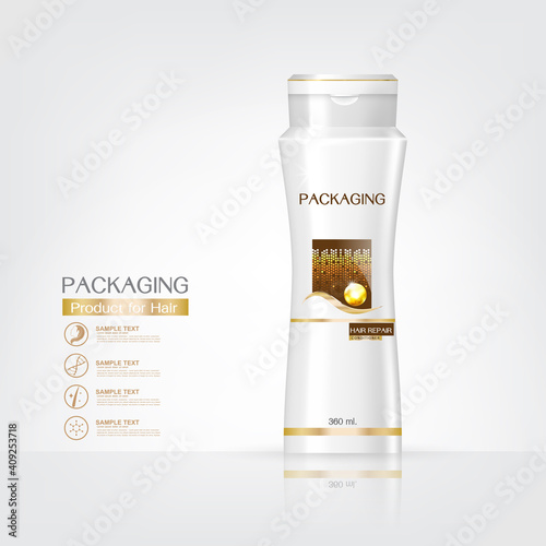 Packaging products Hair Care design, shampoo bottle templates on White background
