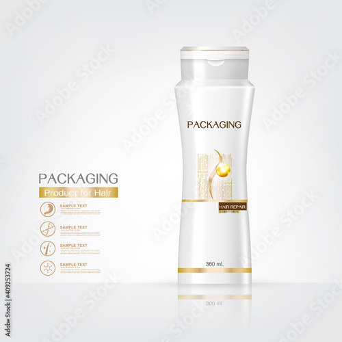 Packaging products Hair Care design, shampoo bottle templates on White background